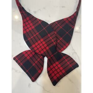 Vintage AdjustoTie Self Tie Bowtie Red Tartan Plaid Patent Number